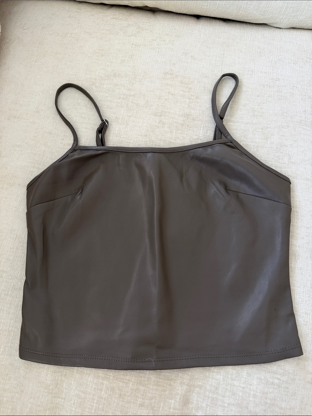 Forever 21 Faux Leather Brown Cropped Top